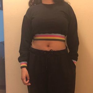 Cropped rainbow pullover